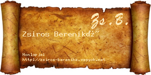 Zsiros Bereniké névjegykártya